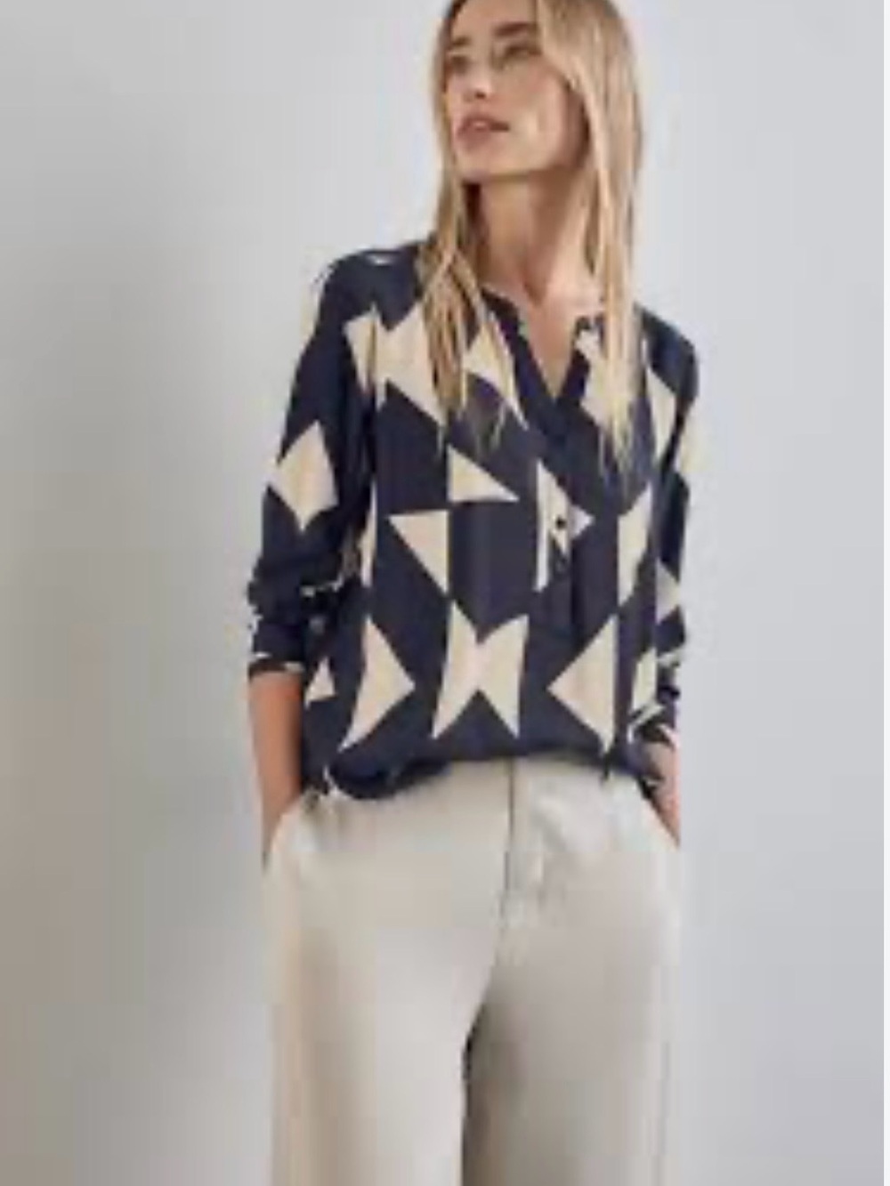 Street One women basic pattern popover blouse